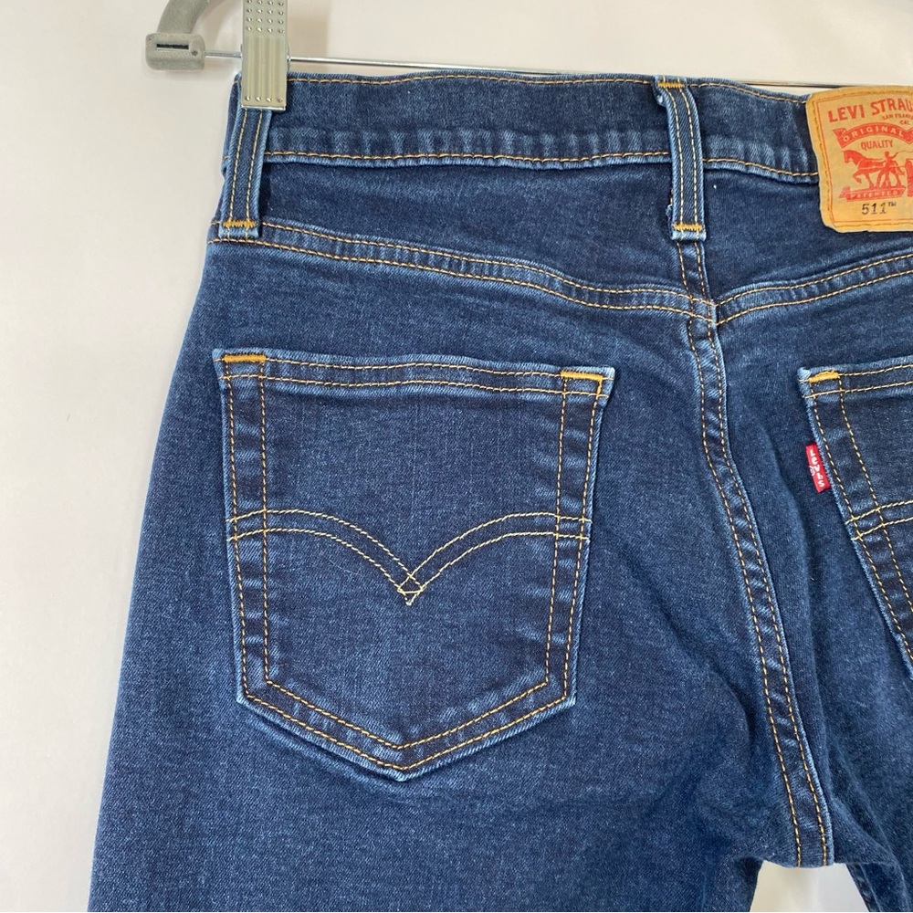 Levi's 511 Slim Fit Men's Dark Hollow Dark Wash Stretch Denim Jeans Size 29 - Picture 8 of 16